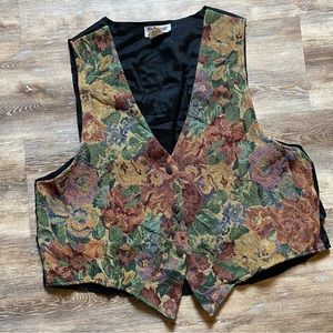 VTG 80s Jeri Marque Floral Tapestry Vest